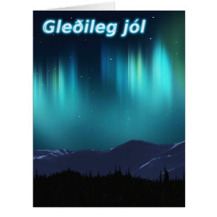 Cartão Gleðileg jól - Aurora Borealis