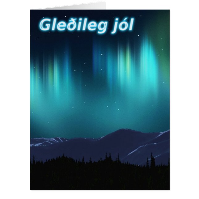 Cartão Gleðileg jól - Aurora Borealis (Frente)