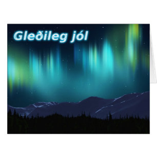 Cartão Gleðileg jól - Aurora Borealis