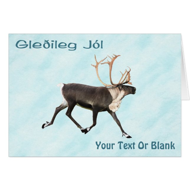 Cartão Gleðileg Jól - Bull Caribbean (Reindeer) Sobre A N (Frente Horizontal)