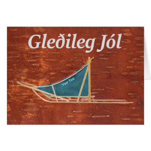 Cartão Gleðileg Jól - Cães Sled