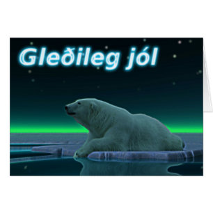 Cartão Gleðileg Jól - Urso Polar De Borda Do Gelo