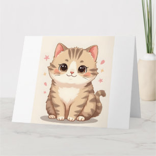 Cartão Gleeful Cat: Bela Arte Kawaii Kitten para Qualquer