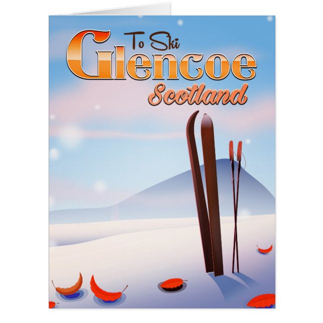 Cartão Glencoe Scotland ski poster (Frente)