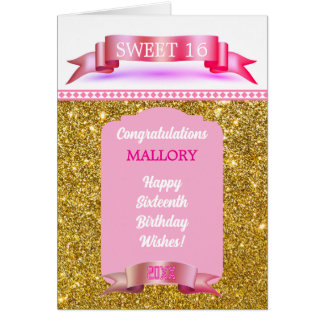 Cartão Glitsy! Personalized Sweet 16 Birthday Card