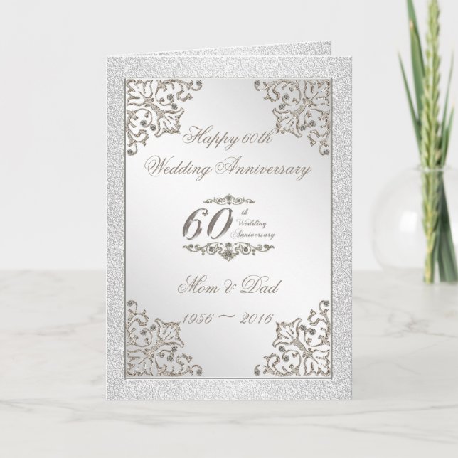 Cartão Glitter 60th Diamond Wedding Anniversary Card (Frente)