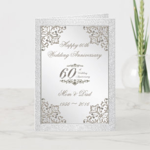 Cartão Glitter 60th Diamond Wedding Anniversary Card