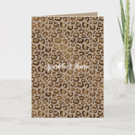 Cartão Glitter de Impressão do Animal Leopardo Castanho