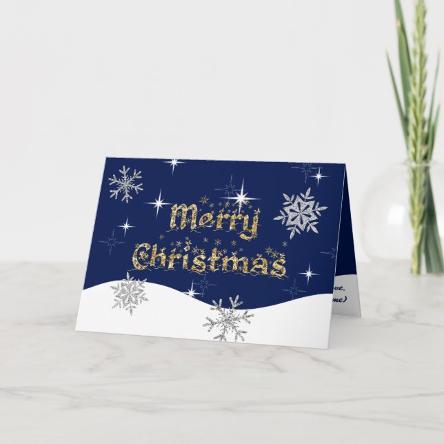 Cartão Glitter de Natal Simples Elegante (Frente)