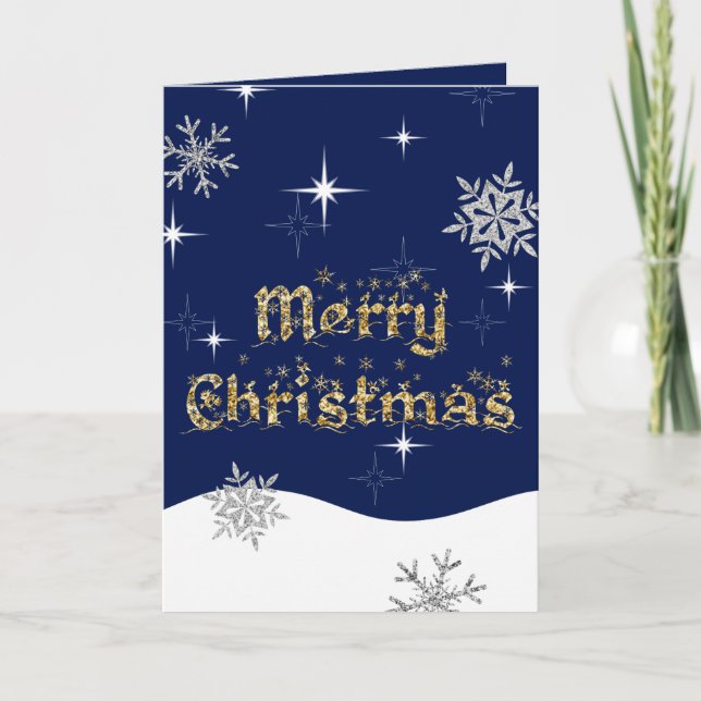 Cartão Glitter de Natal Simples Elegante (Frente)