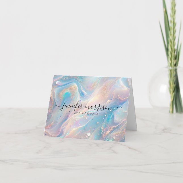 Cartão Glitter Dourado Oculográfico Azul Personalizado (Frente)