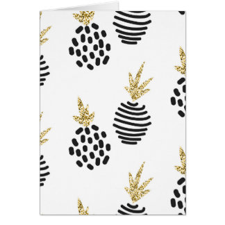 Cartão Glitter e abacaxi abstrato preto.