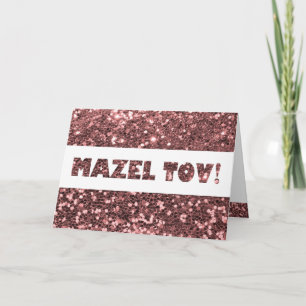 Cartão Glitter Rosa Mazel Tov Parabéns