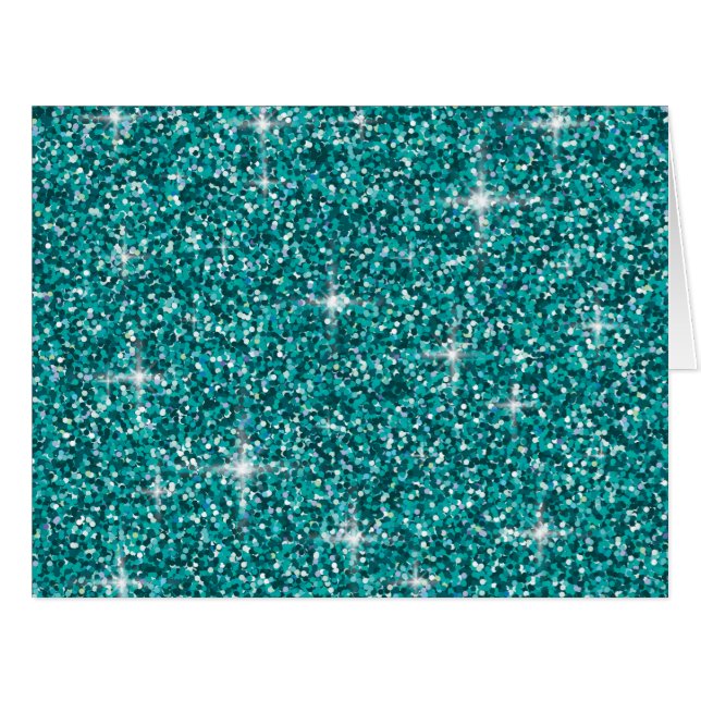 Cartão Glitter teal iridescente (Frente horizontal)