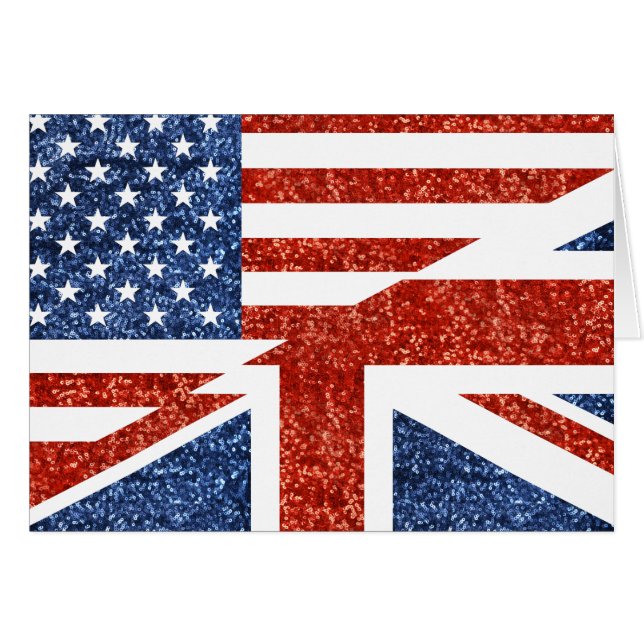 Cartão glitter usa uk (Frente Horizontal)