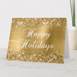 Cartão Glittery Dourado Grande Felizes Férias