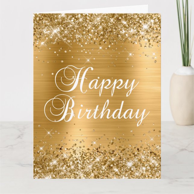 Cartão Glittery Gold Foil Big Happy Birday (Frente)