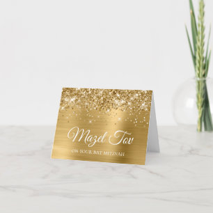 Cartão Glittery Gold Foil Mazel Tov no seu Bat Mitzvah