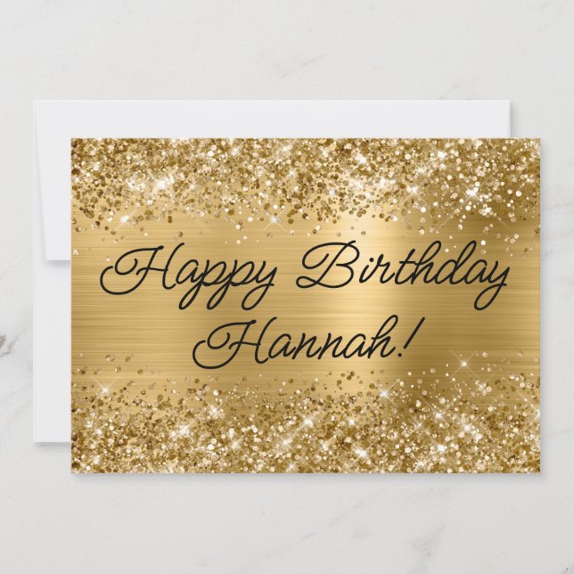 Cartão Glittery Gold Foil Modern Happy Birday (Frente)