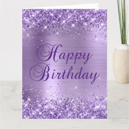 Cartão Glittery Light Purple Foil Big Happy Birday