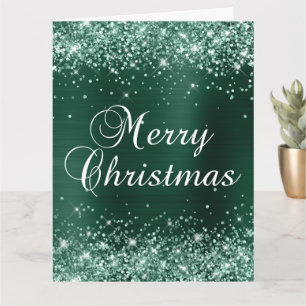 Cartão Glittery Pine Green Foil Grande Feliz Natal