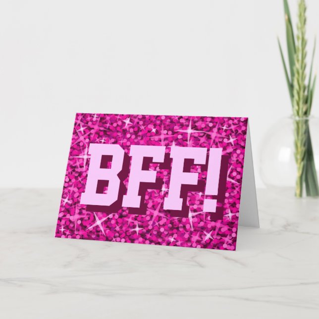 Cartão Glitz Pink 'BFF!' 'Happy Birthday' greetings card (Frente)