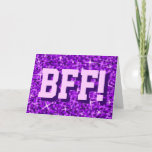 Cartão Glitz Purple 'BFF!' 'Happy Birthday' card<br><div class="desc">Greetings card with a modern printed design with stars scattered over a stylised "sequin look" pattern background and 'BFF!' written in shades of purple and lilac. A customizable design for you to personalise with your own text, images and ideas. Please note this is a printed digital art image. The product...</div>