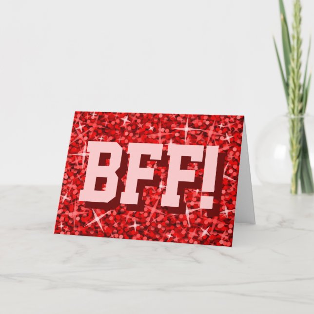 Cartão Glitz Red 'BFF!' 'Happy Birthday' greetings card (Frente)