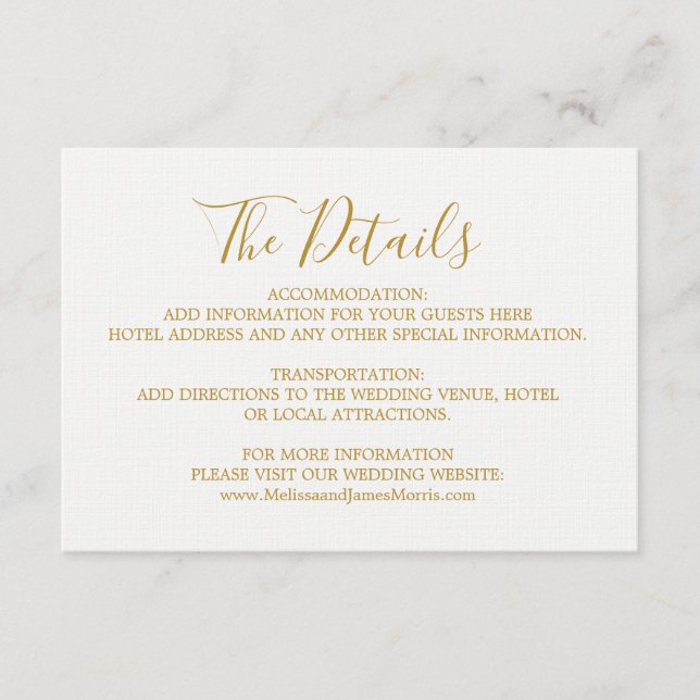 Cartão Global de Detalhes de Casamento de Glam (Frente)