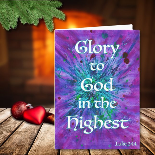 Cartão Glória a Deus Bíblia de Natal Citação Religiosa (Glory to god bible quote modern abstract art Christmas holiday folded card)