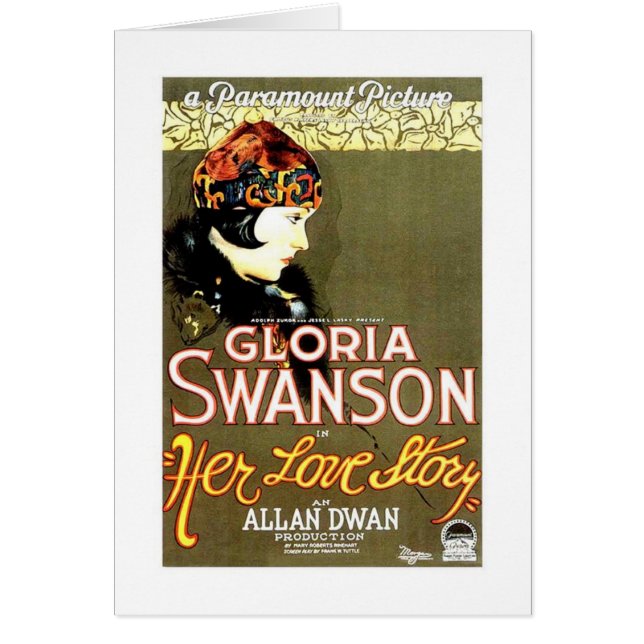 Cartão Gloria Swanson seu cartaz cinematográfico de Love (Frente)