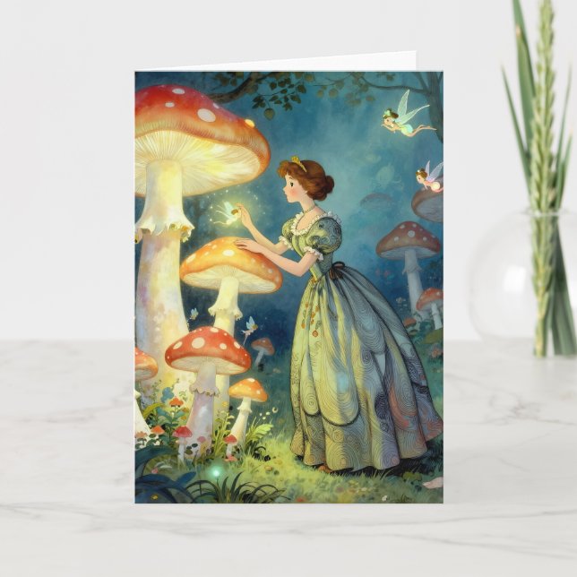 Cartão Glowing giant mushroom garden (Frente)