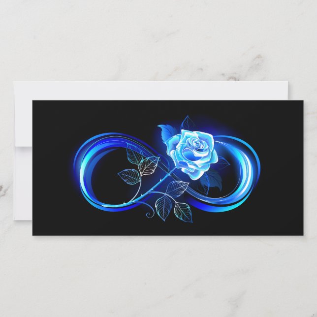 Cartão Glowing infinity with blue rose (Frente)