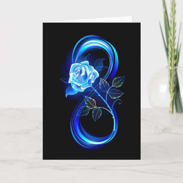 Cartão Glowing infinity with blue rose (Frente)
