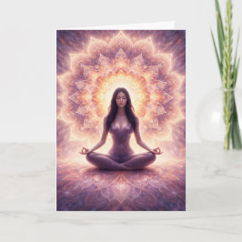 Cartão Glowing Mandala Meditation Woman Custom Name      