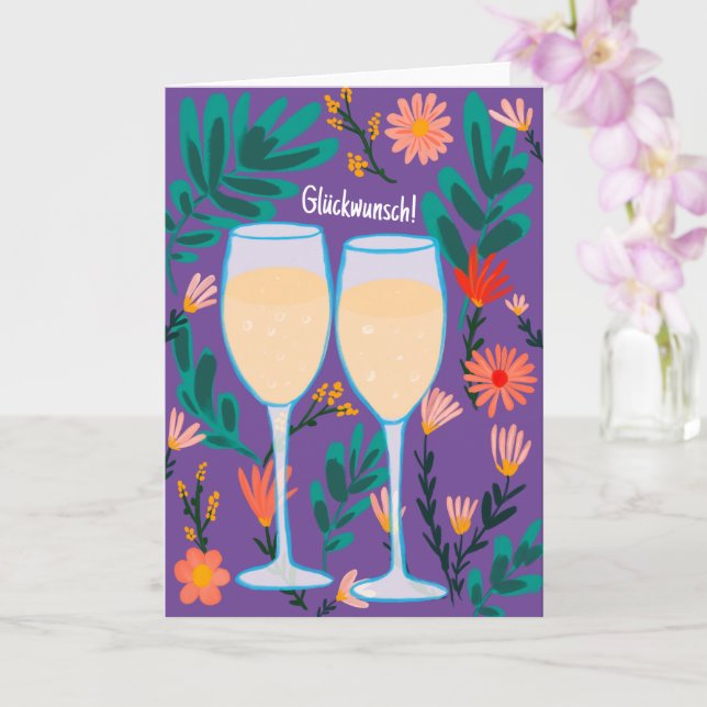 Cartão Glückwunsch Sekt Champagner Blumen Prost Hochzeit (Orquídea)