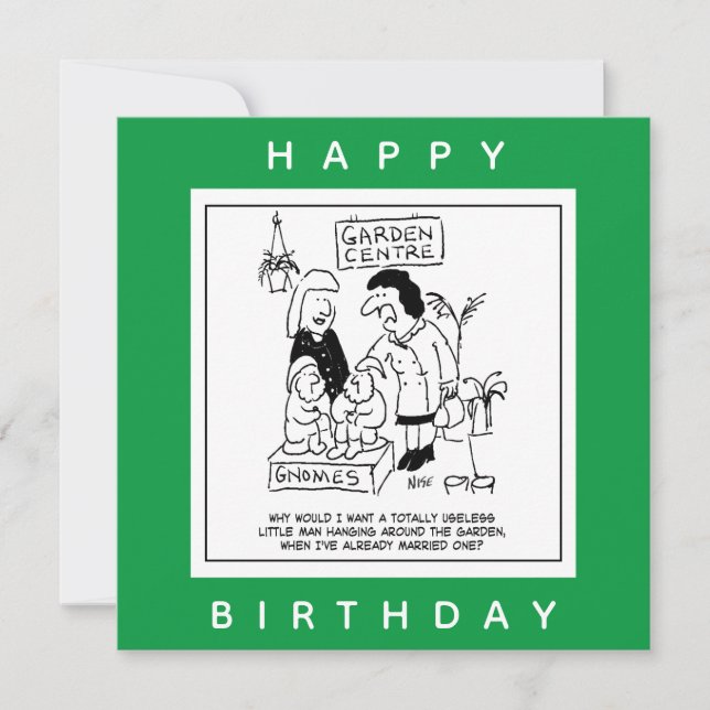 Cartão Gnome inútil no desenho do jardim (Frente)