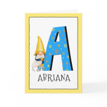 Gnome Kids Letter A Name and Age Birthday Greeting