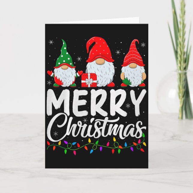 Cartão Gnome Merry Christmas Pajamas Matching Family Grou (Frente)