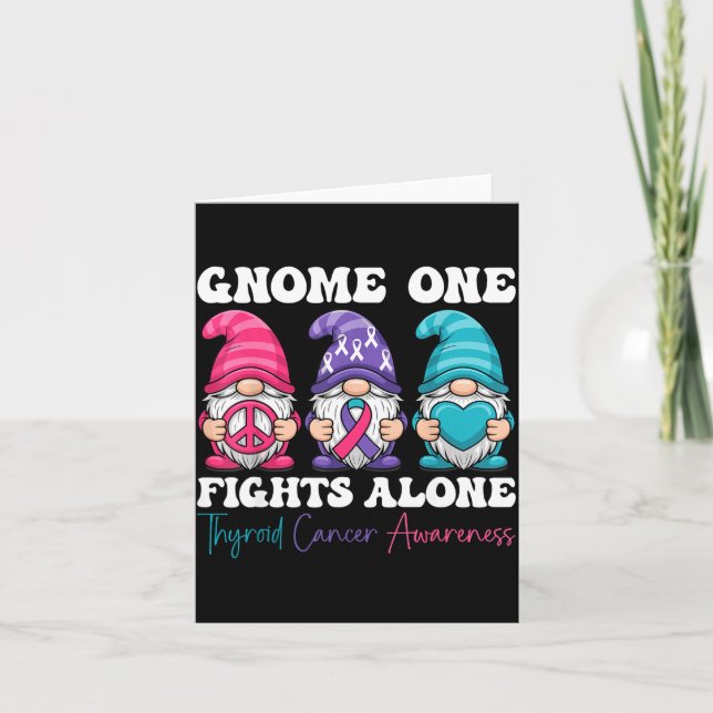 Cartão Gnome One Fights Alone - Christmas Thyroid Cancer  (Frente)