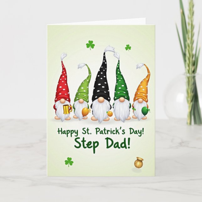 Cartão Gnome Step Dad St Patricks Day Card (Frente)