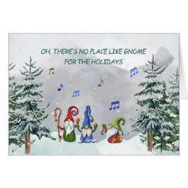 Cartão Gnome Trio no Natal do Topo da Montanha Snowy