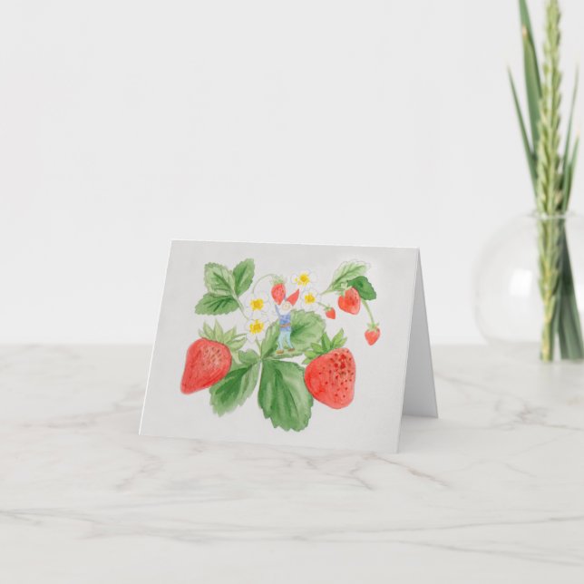 Cartão Gnomo de Morango (Frente)