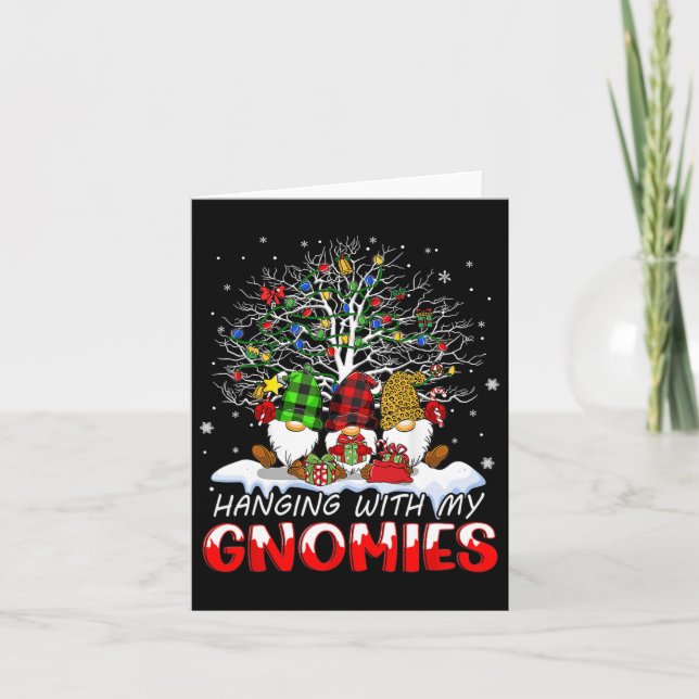 Cartão Gnomo de Natal Engraçado Com Minha Família Gnomies (Frente)