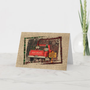 Cartão Gnomo de Natal Gnomo Doce Caminhão Vermelho Xadrez