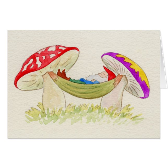 Cartão Gnomo que dorme no hammock (Frente Horizontal)