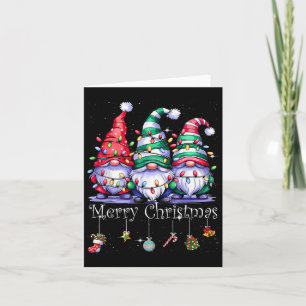 Cartão Gnomos Cons Felizes Família Luz de Natal Gnomo Xma