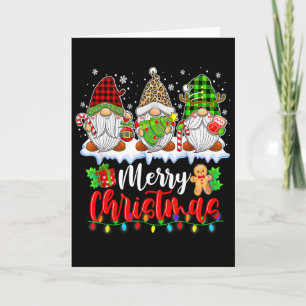 Cartão Gnomos Cons Felizes Família Luz de Natal Gnomo Xma