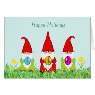 Cartão Gnomos Cute Segurando Ovos De Páscoa