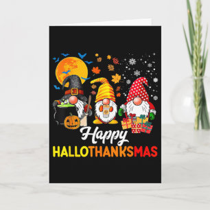 Cartão Gnomos Dia das Bruxas Ação de Graças Natal Feliz H